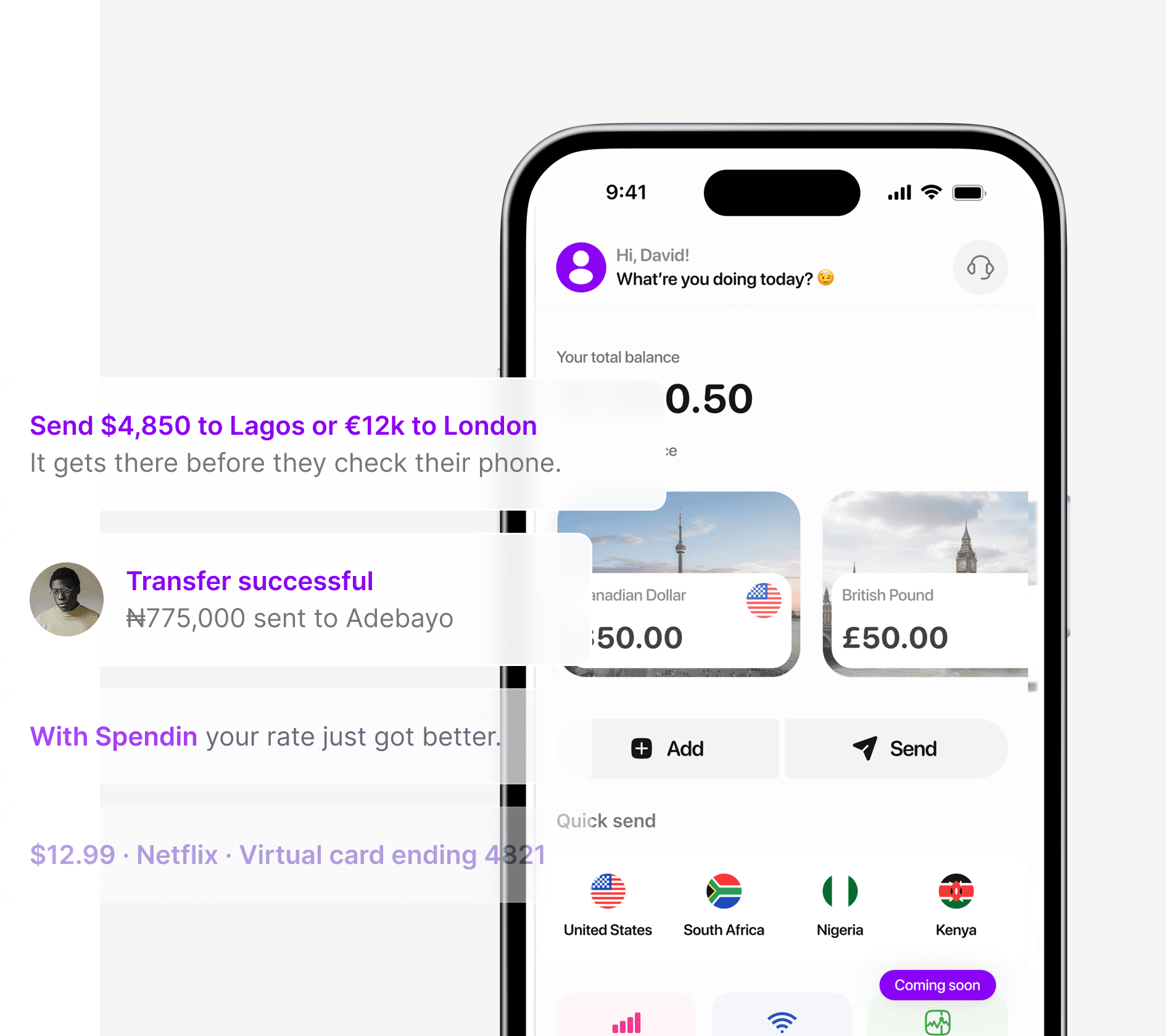Spendin app preview